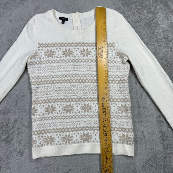 Talbots Nordic Sweater Soft Knit Scandi Cottagecore Winter Ivory Metallic XS - Picture 8 of 9